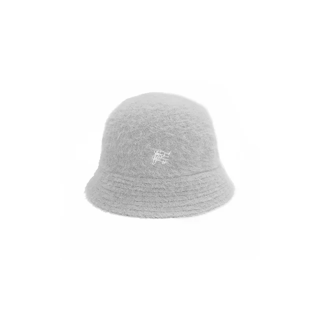 Street Fleece Bell Hip Hop Bucket Hat - Grey