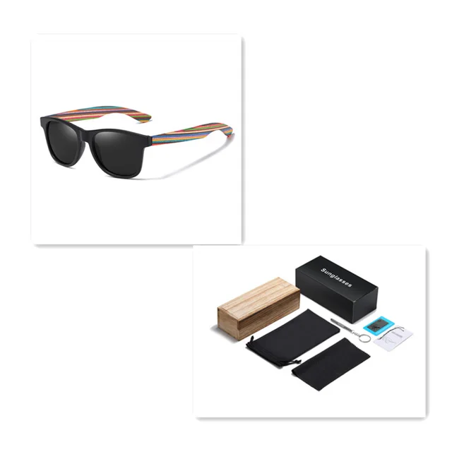 No Rice Nail Sand Black Color Wood Eco friendly Polarized Sunglasses Grey Flakes Set - Shop at LoveMi