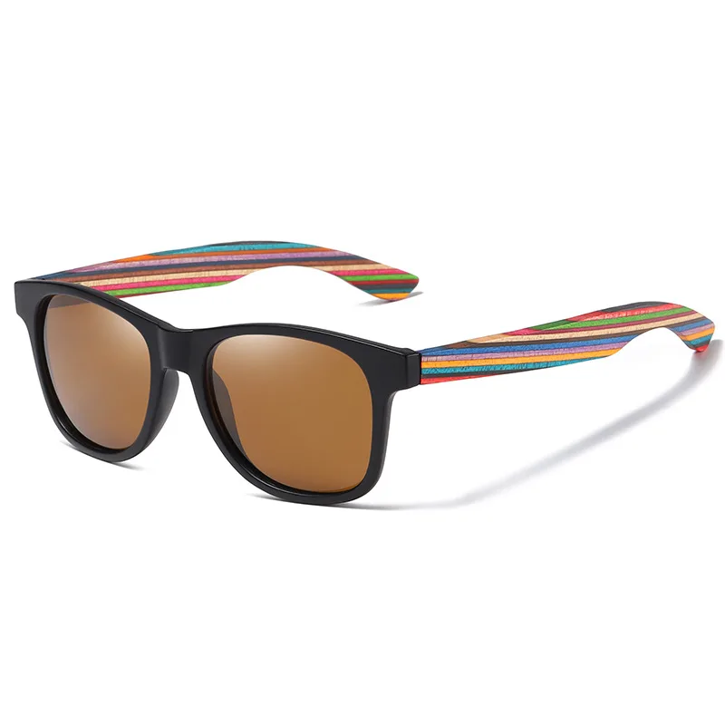 No Rice Nail Sand Black Color Wood Eco-friendly Polarized Sunglasses - Tea Slices
