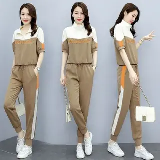 Western-style Sports And Leisure Two-piece Leggings Suit - Khaki