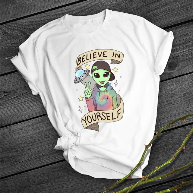 Alien Print Short Shirt Team Uniform European And American Fabrics White - Shop at LoveMi