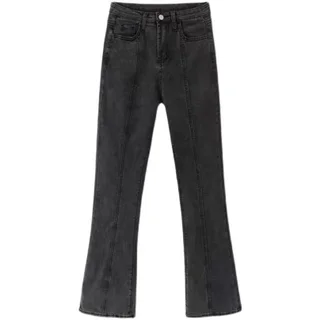 Hip Free Stretch All Match Denim Trousers - Grey