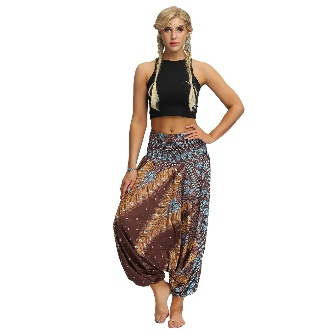 Boho Print Women's Sports Fitness Yoga Bloomers - Style2.