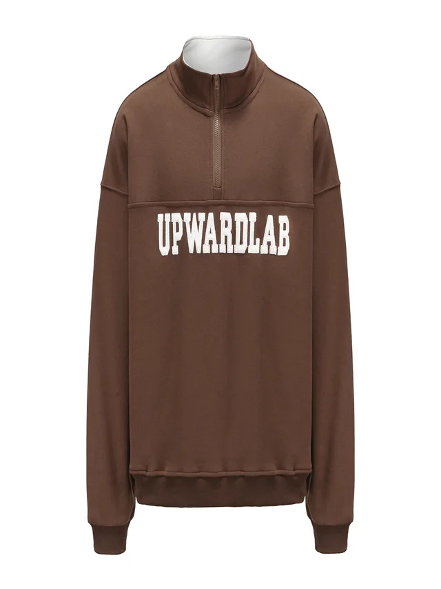 Loose National Tide Brand Half Zip Lapel Sweater Dark Brown - Shop at LoveMi
