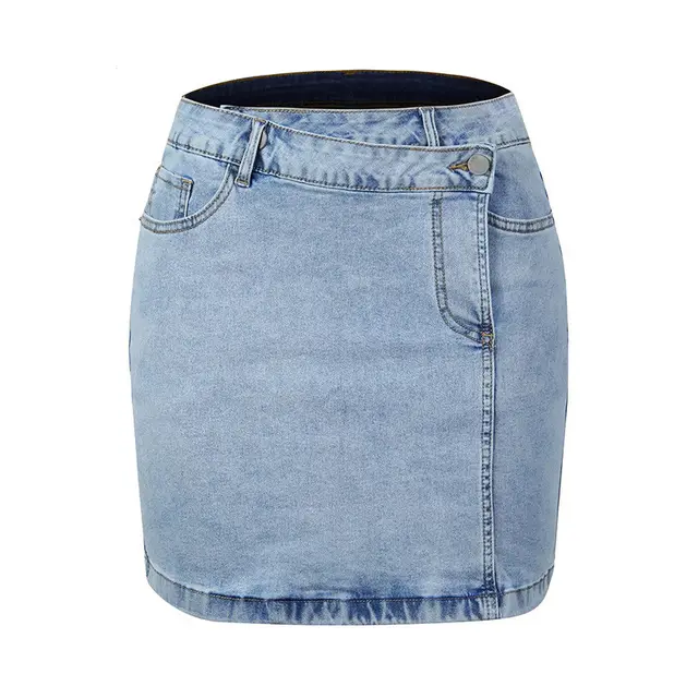 Fashion Personality Irregular Washed Denim Skirt Blue - Shop at LoveMi