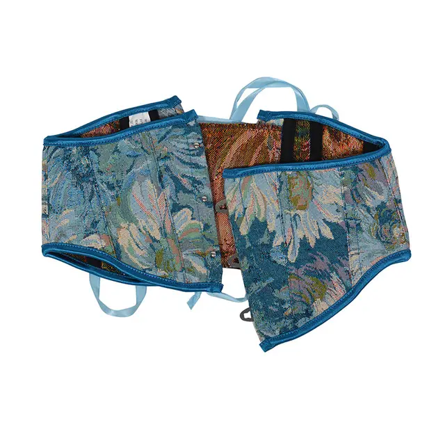 16cm Short 3 Button Jacquard Oil Painting Body Sculpting Girdle Blue - Shop at LoveMi