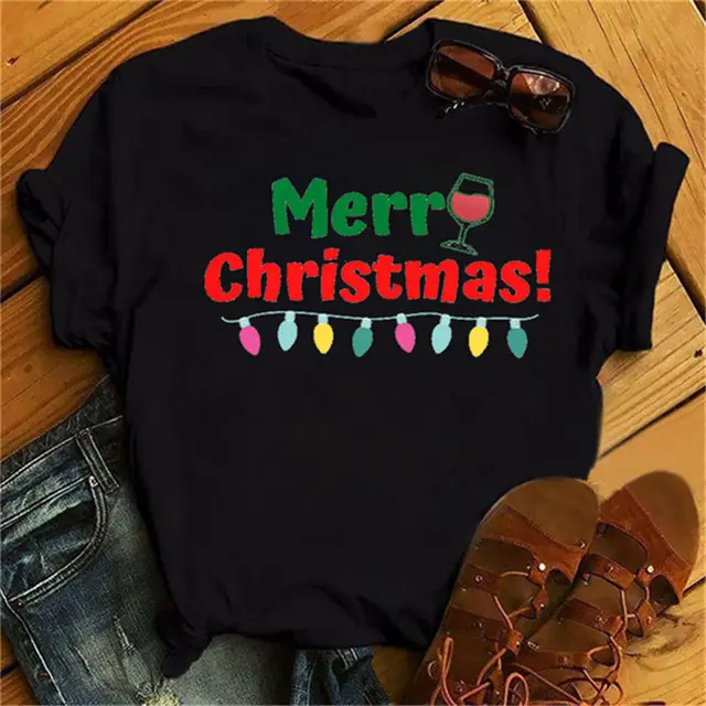 Christmas Wine Glasses Men And Women Couple Red T shirt 32659Black - Shop at LoveMi