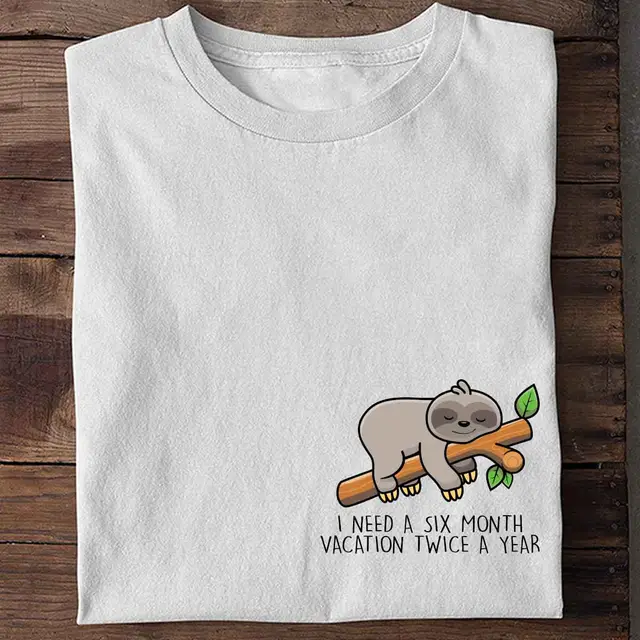 Sloth Print Short sleeved Team Uniform European And American Fabrics White - Shop at LoveMi