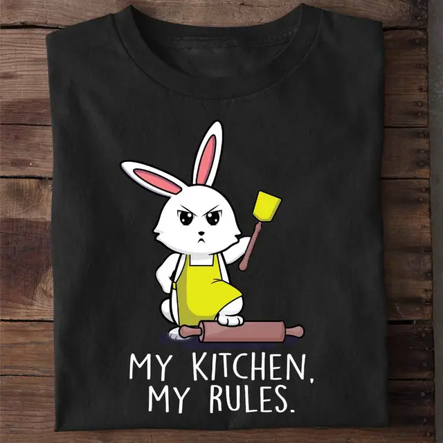 Rabbit Print Short sleeved Team Fabrics Black - Shop at LoveMi