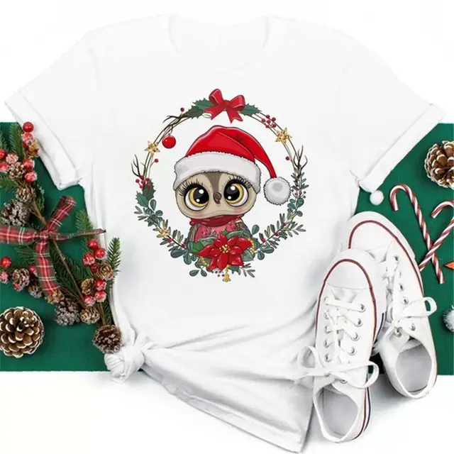 Christmas Penguin Owl Print Women's Black T Shirt C9 - Shop at LoveMi