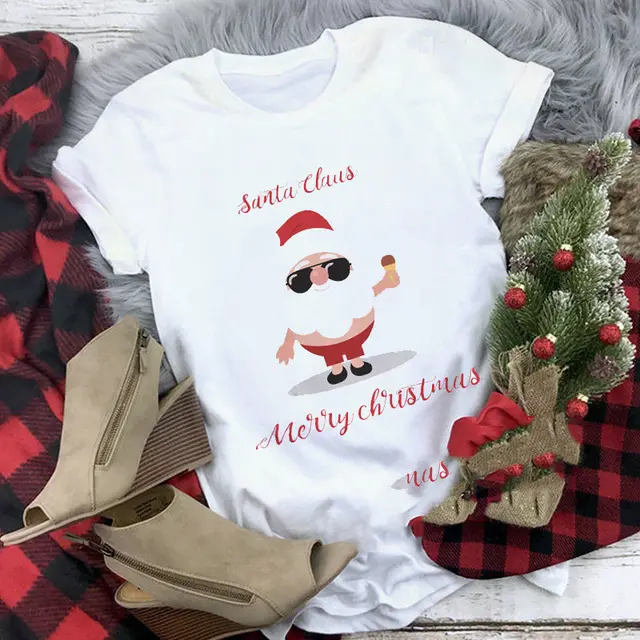 Christmas T shirt Women's Summer Plus Size With Short Sleeves C8 - Shop at LoveMi