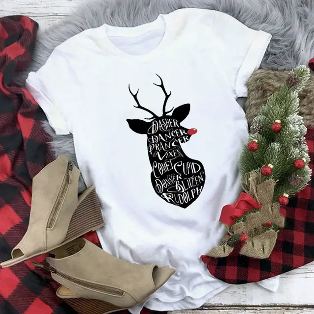 Christmas T shirt Women's Summer Plus Size With Short Sleeves C12 - Shop at LoveMi