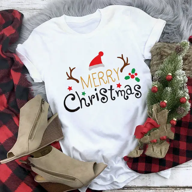 Christmas T shirt Women's Summer Plus Size With Short Sleeves C23 - Shop at LoveMi