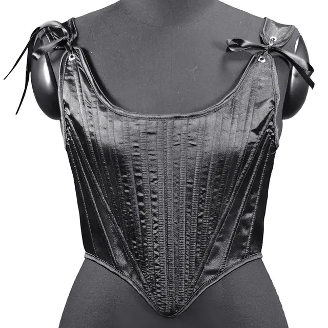 Satin Tunic Sexy Strap Slim Fit Cropped Fishbone Corset Black - Shop at LoveMi