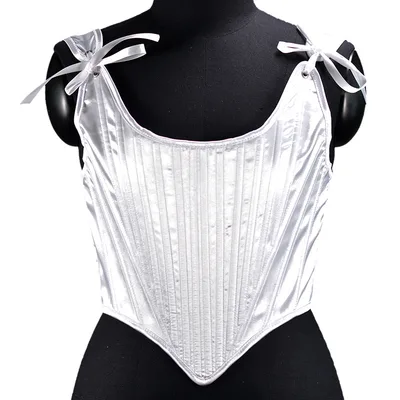 Satin Tunic Sexy Strap Slim Fit Cropped Fishbone Corset White - Shop at LoveMi