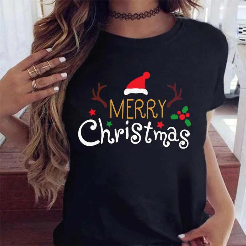 Christmas Red Plaid Leopard Short Sleeves Black - Shop at LoveMi