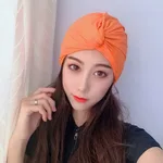 Ladies Ins Solid Color Comfortable Swimming Hat For Hot Springs - Orange