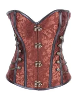 Court Gothic PU Retro Fashion Luxury Sexy Lock Corset - Brown2