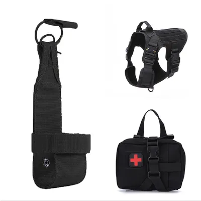 Tactical Dog Clothes Quick Disassembly Dog Vest Outdoor Pet Training Clothes Black Set B - Shop at LoveMi