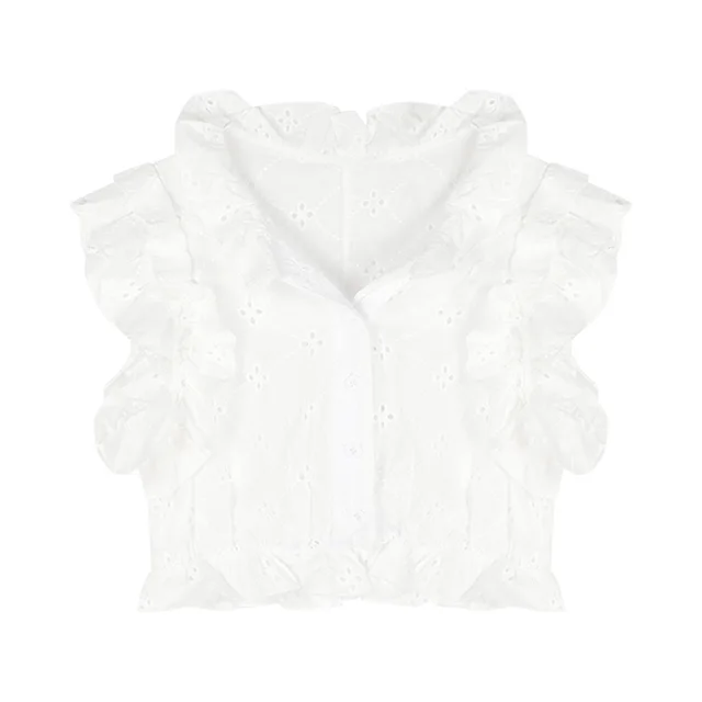White Flying Sleeve Shirt Women's Ruffle White - Shop at LoveMi