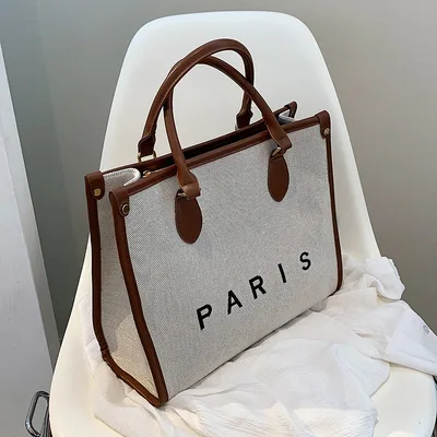 Literary Large capacity Simple Design Portable Shoulder Tote Bag Brown - Shop at LoveMi