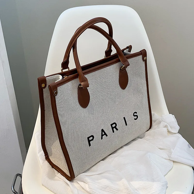 Literary Large capacity Simple Design Portable Shoulder Tote Bag Brown - Shop at LoveMi