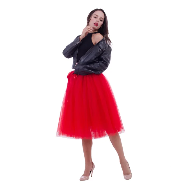 Popular Multi layer Tulle Skirt Belt 65CM European And American Pettiskirt Tulle Skirt Red - Shop at LoveMi