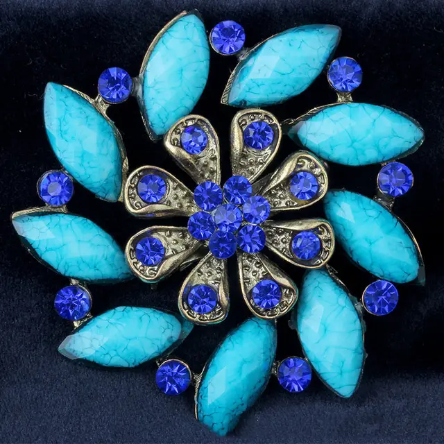 Fashion High end Diamond Brooch Vintage Large Pin Sapphire - Shop at LoveMi