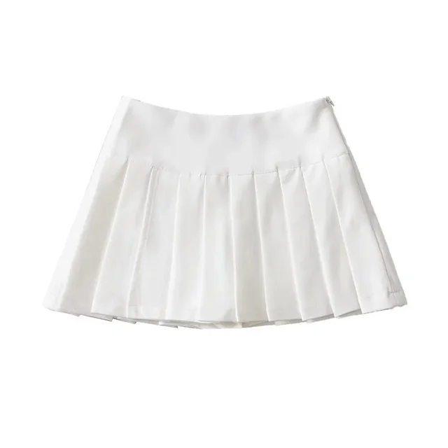 Ladies Anti Smudge Side Slit High Waist Pleated Skirt White - Shop at LoveMi