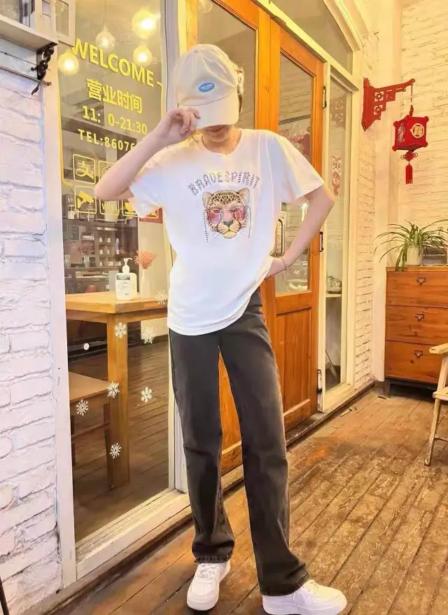 Men And Women Cartoon Cute Print Short Sleeve Summer 02Tiger - Shop at LoveMi