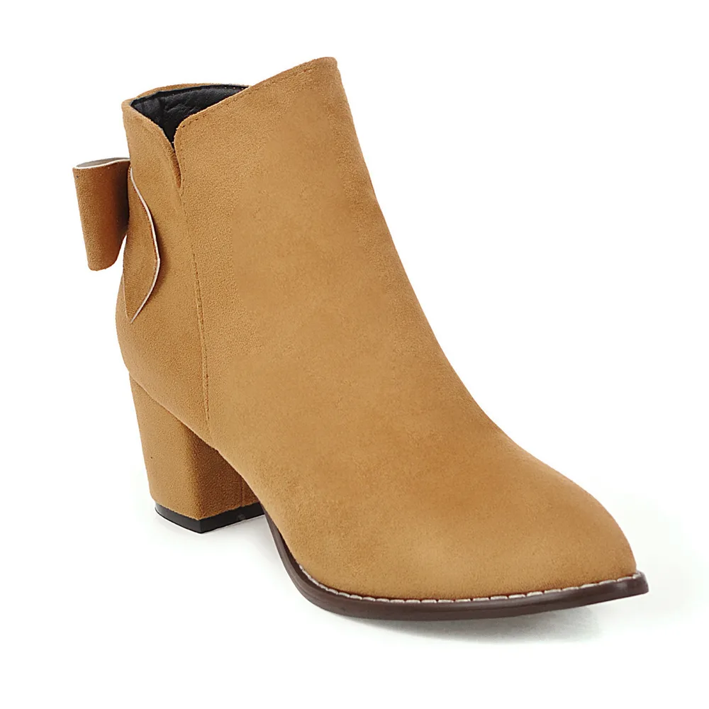 Fashion All Match Women's Thick Heel Side Zipper - Yellow