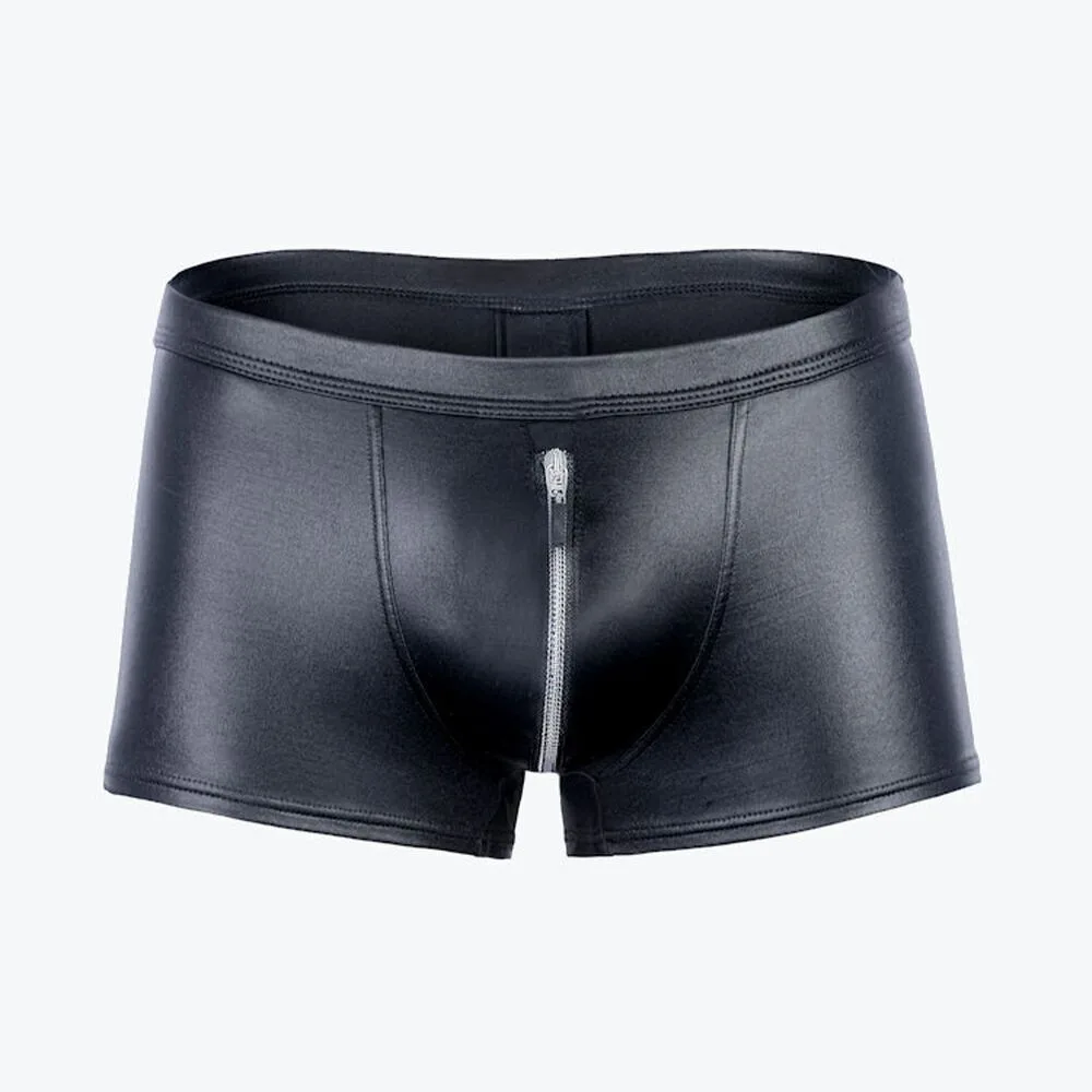 Men's Matte Leather T-Shirt Tights Performance Clothes Nightclub - Shorts