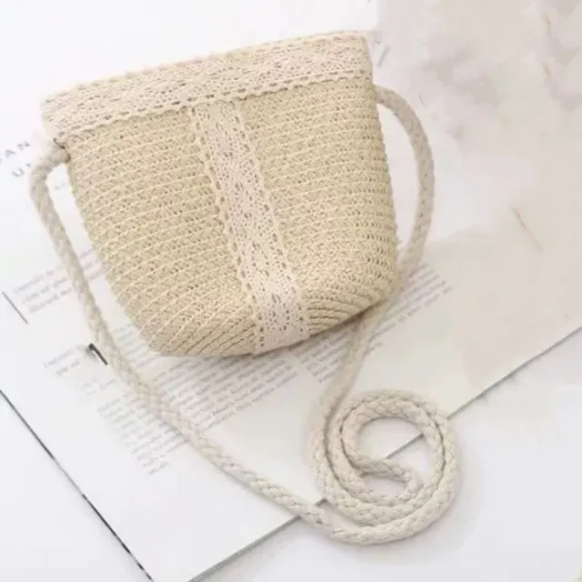 Summer Beach Sunshade Parent Child Big Brim Straw Hat Bag Set Beige - Shop at LoveMi