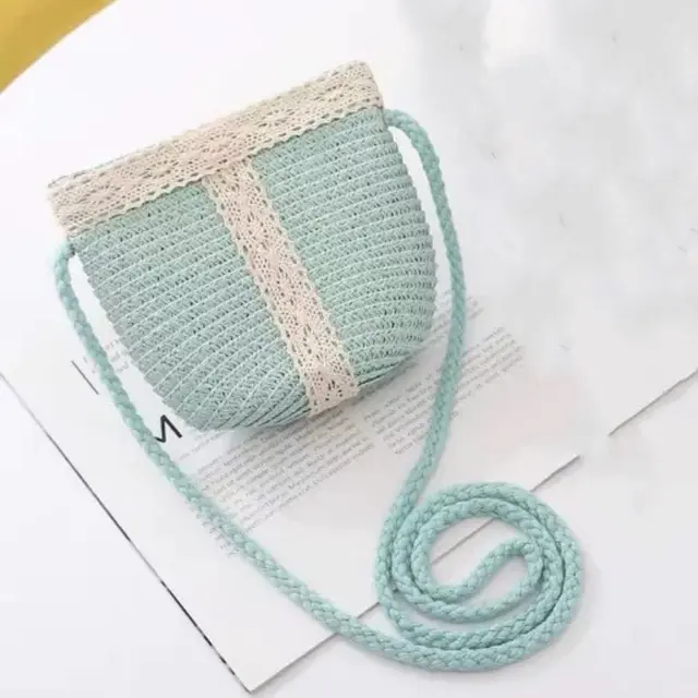 Summer Beach Sunshade Parent Child Big Brim Straw Hat Bag Set Blue - Shop at LoveMi