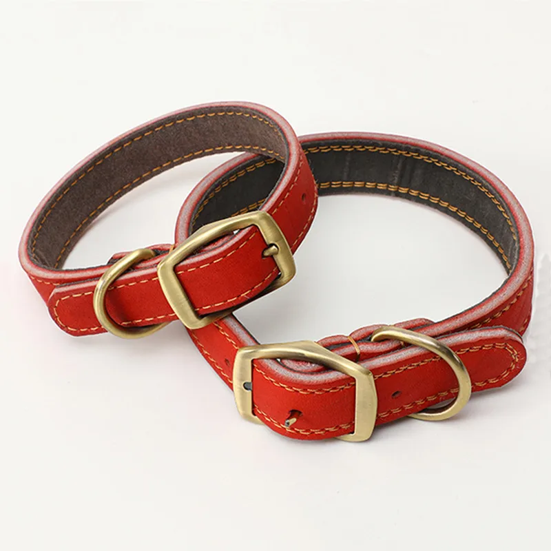First Layer Cowhide Leash Set - Red Brown