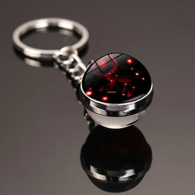 Starry Sky Twelve Constellation Keychain Time Gemstone Double Sided - Cancer