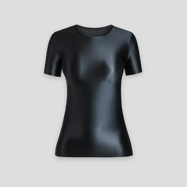 Women's Thin Spandex Short Sleeve Stretch Bottoming Shirt Black - Shop at LoveMi
