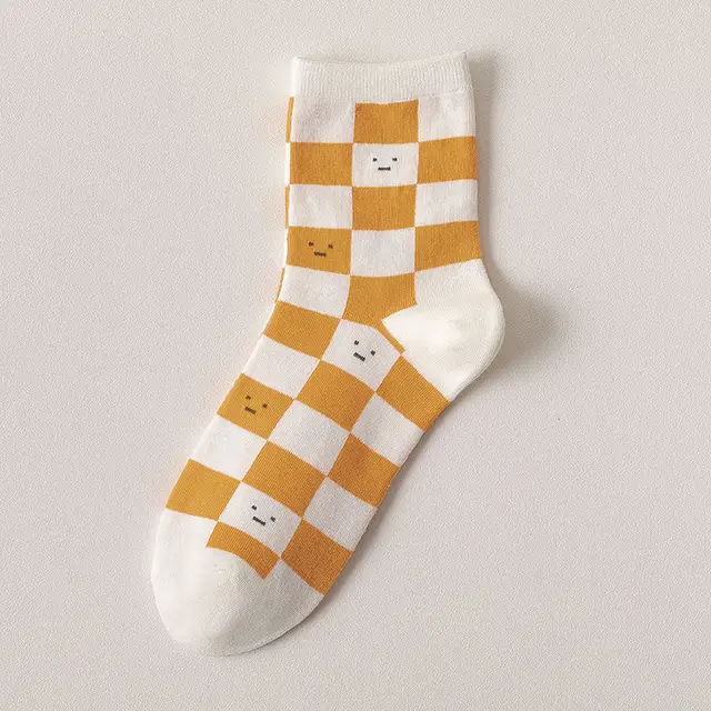 Women's Medium Tube Japanese Ins Fruit Street Cotton Socks Smiley Face Square - Shop at LoveMi