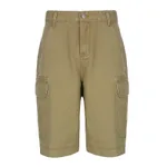 Workwear Retro High Waist Multi-pocket Denim Casual Five-point Pants - Khaki