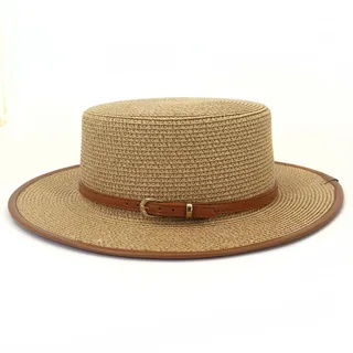 Belt Buckle PU Covered Sun Hat Ladies Protection - Khaki