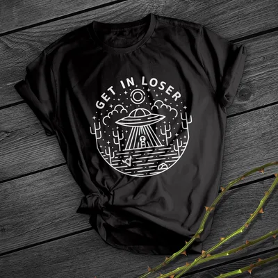 UFO Print Short Shirt Team Uniform European And American Fabrics Black - Shop at LoveMi