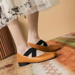 Mary Jane Women's Chunky Heel Lace-up Ballet Flats - Yellow
