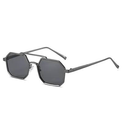 Top Bar Geometric Frame Fashion Glasses Gun Frame Grey - Shop at LoveMi