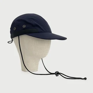 Women's Sunscreen Shade Black Drawstring Baseball Hat - Black