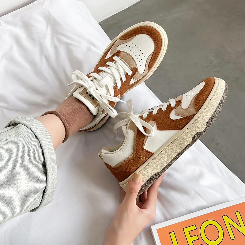 Student Casual All-match Niche Sneakers With Thick Soles - Khaki