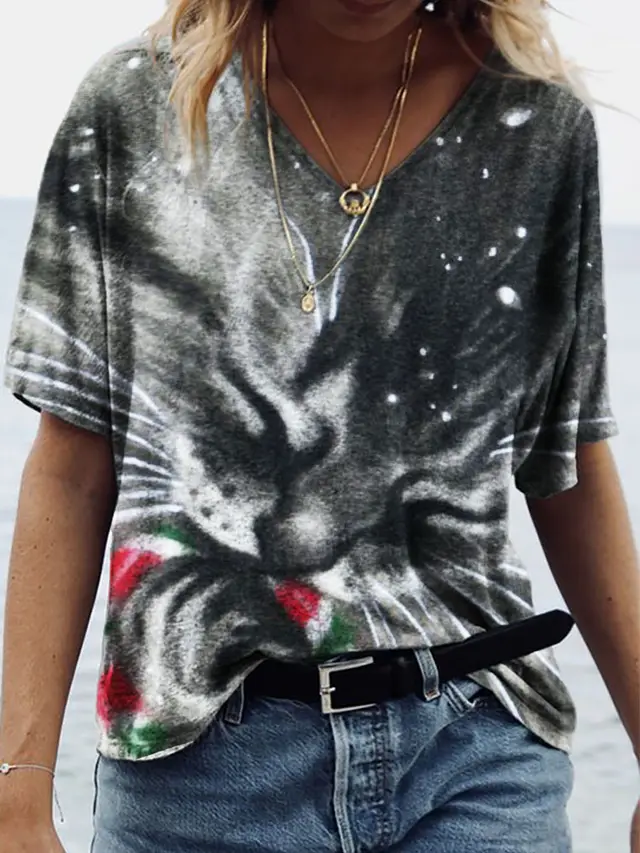 3D Printing Personality Printing Loose Women's T Shirt Top Jl2270413 - Shop at LoveMi
