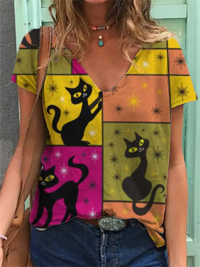3D Printing Personality Printing Loose Women's T Shirt Top Jl2270414 - Shop at LoveMi