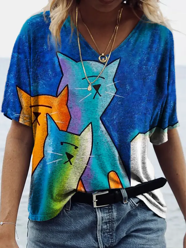 3D Printing Personality Printing Loose Women's T Shirt Top Jl2270415 - Shop at LoveMi