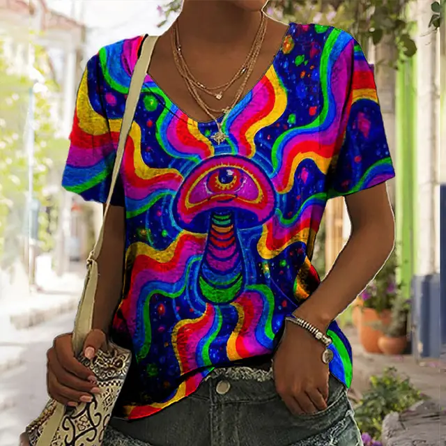 3D Printing Personality Printing Loose Women's T Shirt Top Jl2270906 - Shop at LoveMi