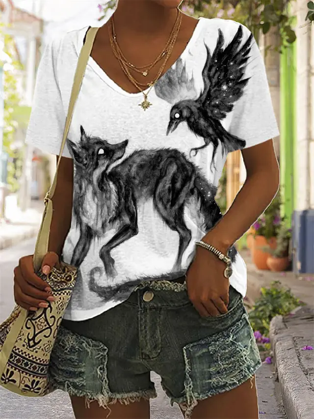 3D Printing Personality Printing Loose Women's T Shirt Top Jl2270907 - Shop at LoveMi